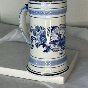 VTG Delft Blue beer stein 1982 floral beer stein.